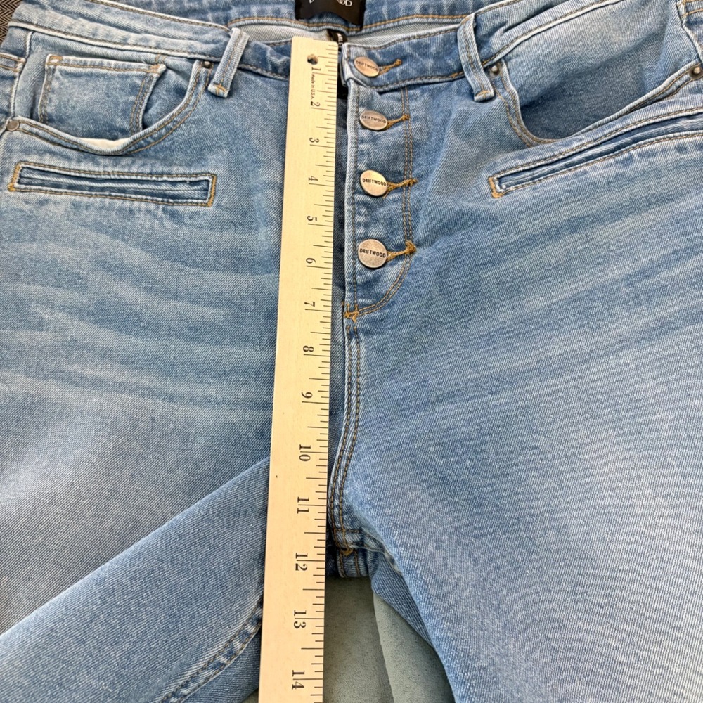 Driftwood Charlee Cropped Wide Leg Button Fly Jeans Light Wash Women Size 32x25" - Picture 8 of 11